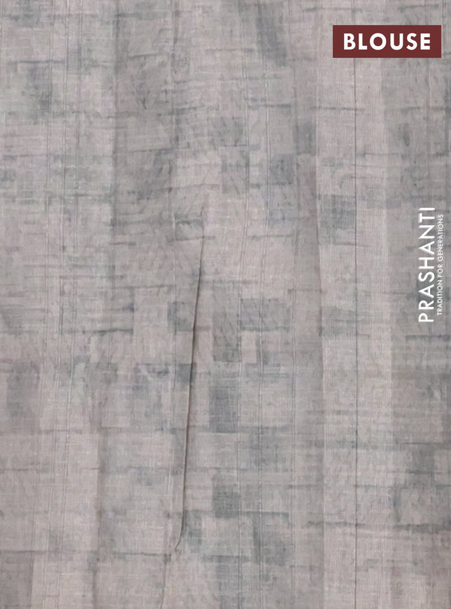 Semi tussar saree grey shade with digital prints in borderless style