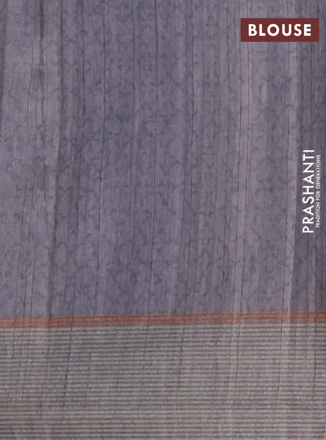 Semi tussar saree pastel purple with allover prints and simple border