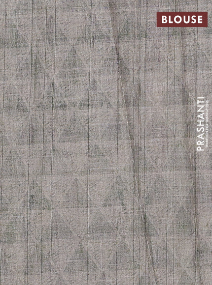 Semi tussar saree grey shade with digital prints in borderless style