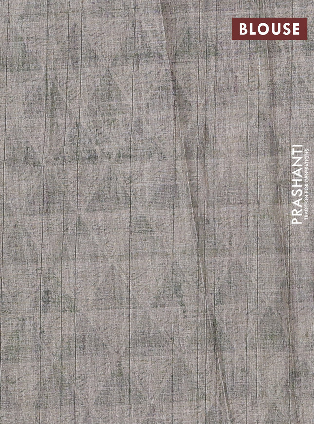 Semi tussar saree grey shade with digital prints in borderless style