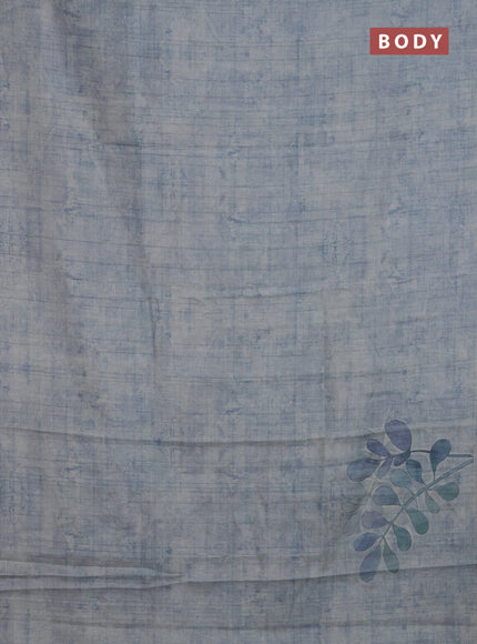 Semi tussar saree pastel blue with digital prints in borderless style