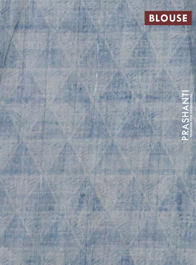 Semi tussar saree pastel blue with digital prints in borderless style