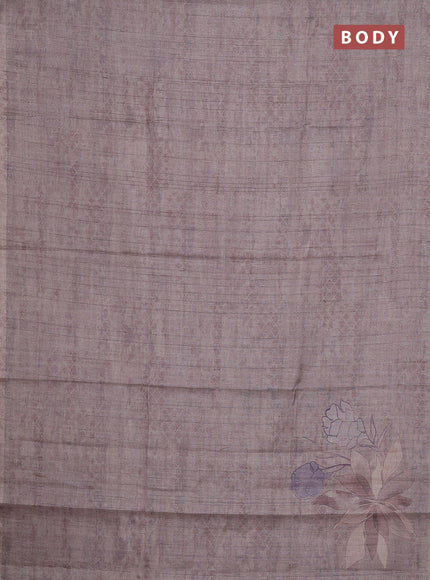 Semi tussar saree pastel pink with digital prints in borderless style