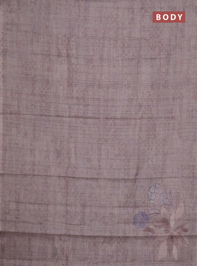 Semi tussar saree pastel pink with digital prints in borderless style