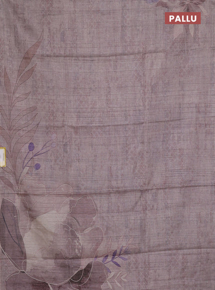 Semi tussar saree pastel pink with digital prints in borderless style