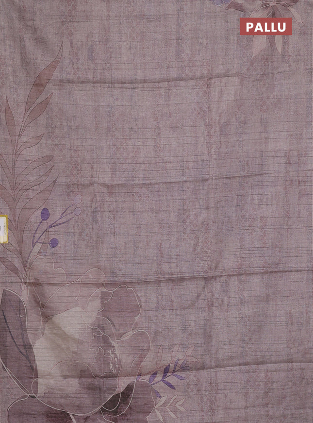 Semi tussar saree pastel pink with digital prints in borderless style