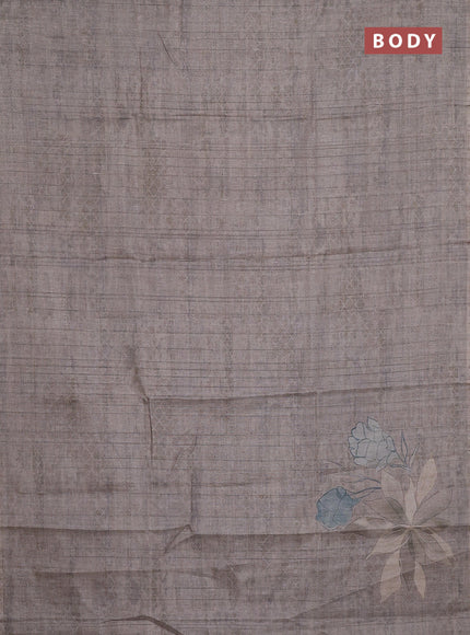 Semi tussar saree beige with digital prints in borderless style