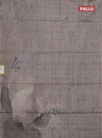 Semi tussar saree beige with digital prints in borderless style