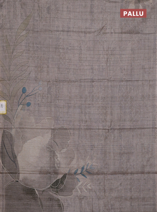 Semi tussar saree beige with digital prints in borderless style