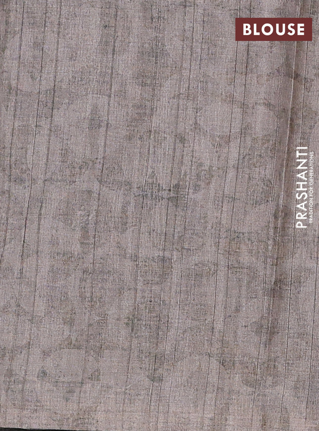 Semi tussar saree beige with digital prints in borderless style