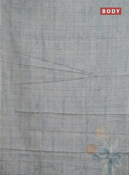 Semi tussar saree pastel blue with digital prints in borderless style