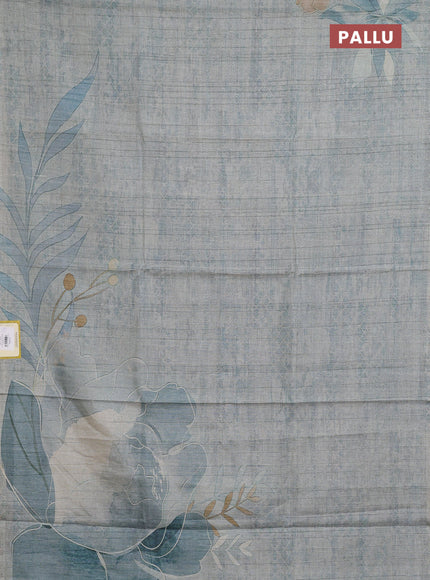 Semi tussar saree pastel blue with digital prints in borderless style