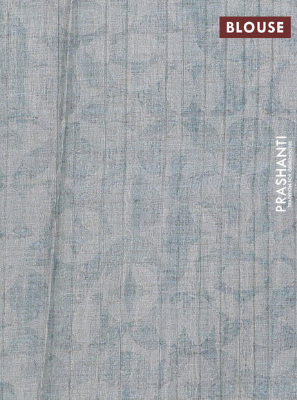 Semi tussar saree pastel blue with digital prints in borderless style