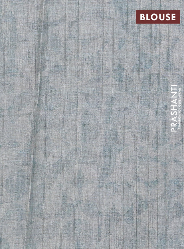 Semi tussar saree pastel blue with digital prints in borderless style