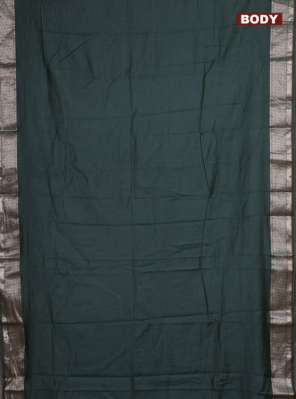 Semi mangalagiri saree green with plain body and zari woven border and Zari brocade blouse