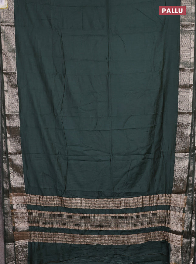 Semi mangalagiri saree green with plain body and zari woven border and Zari brocade blouse