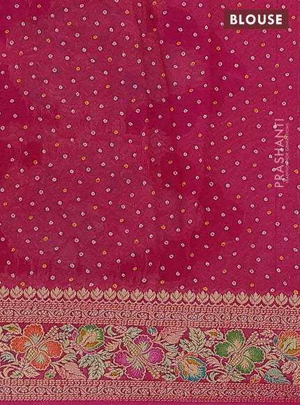 Banarasi georgette saree red and pink with bandhani prints & mina weaves
