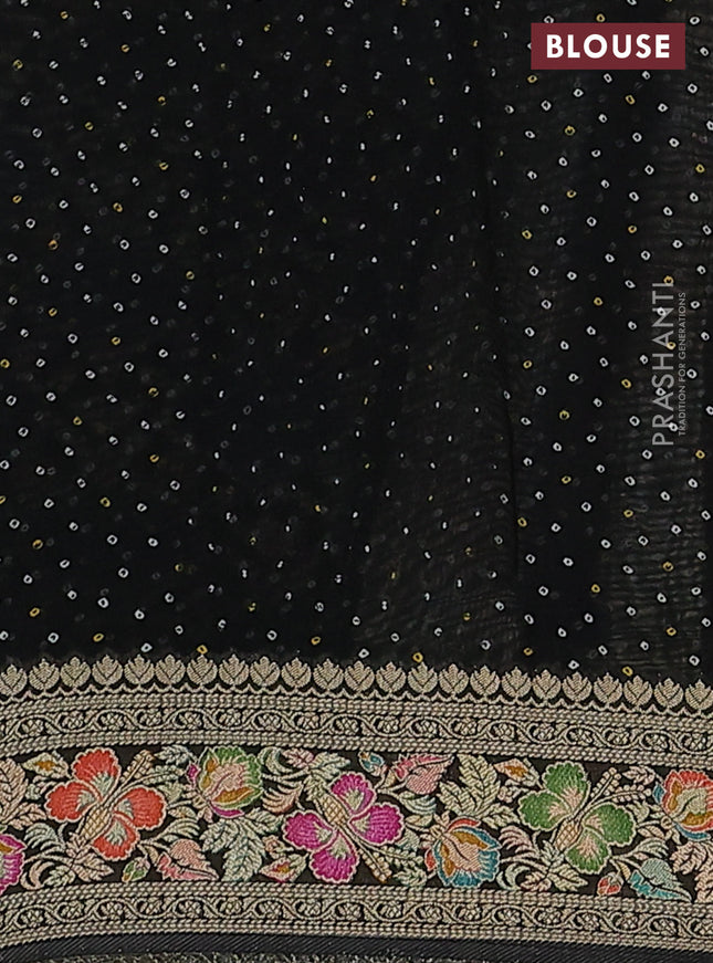 Banarasi georgette saree black and grey with bandhani prints & mina weaves