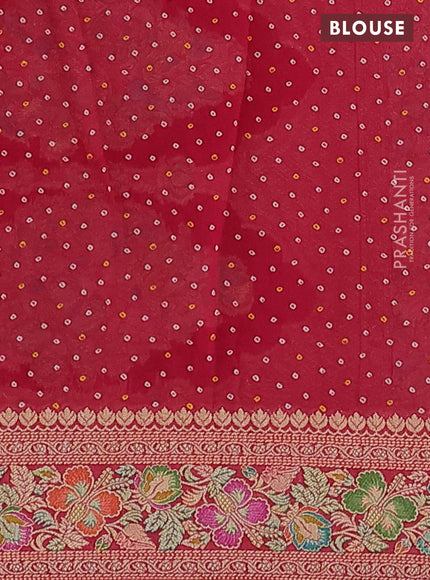 Banarasi georgette saree red and pink shade with bandhani prints & mina weaves