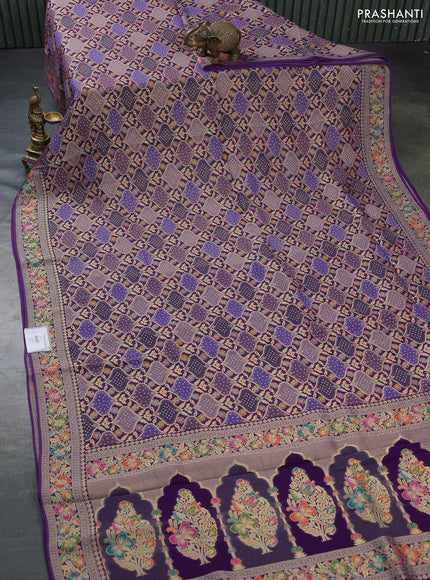 Banarasi georgette saree purple with bandhani prints & mina weaves