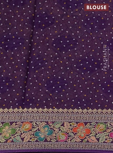 Banarasi georgette saree purple with bandhani prints & mina weaves