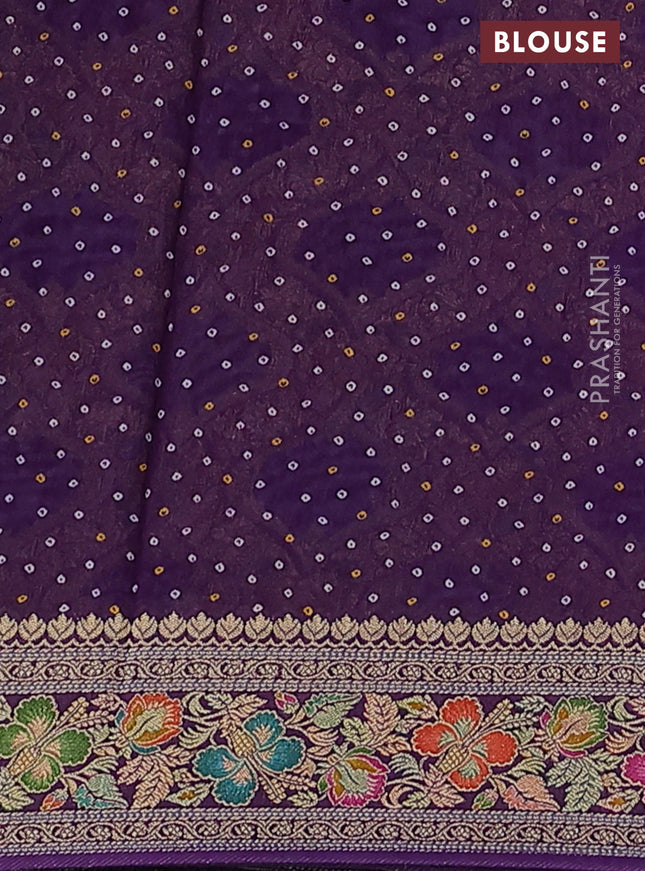 Banarasi georgette saree purple with bandhani prints & mina weaves