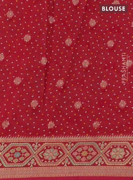 Banarasi georgette saree red with bandhani prints & mina weaves