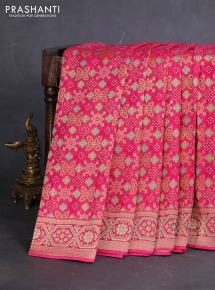 Banarasi georgette saree pink with bandhani prints & mina weaves