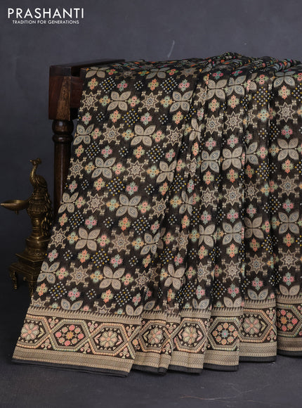 Banarasi georgette saree black with bandhani prints & mina weaves