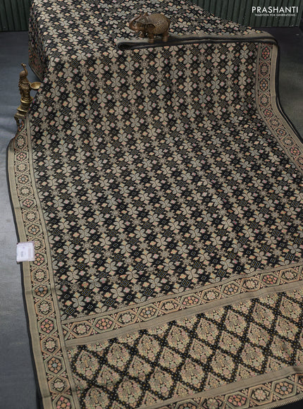 Banarasi georgette saree black with bandhani prints & mina weaves