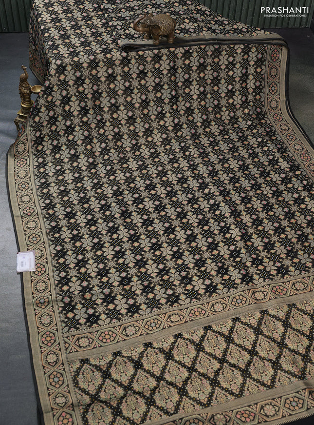 Banarasi georgette saree black with bandhani prints & mina weaves