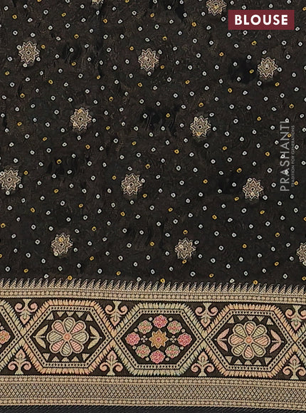 Banarasi georgette saree black with bandhani prints & mina weaves