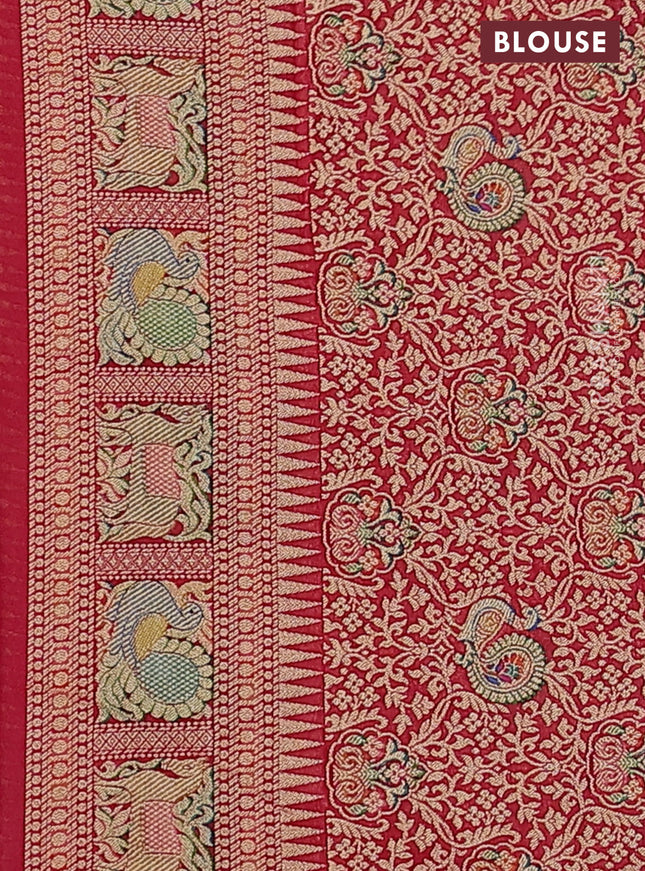 Banarasi georgette saree red with bandhani prints & mina weaves