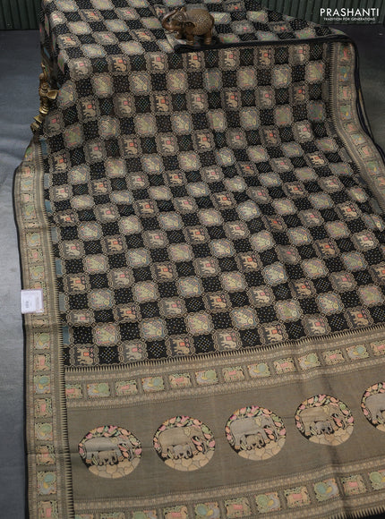 Banarasi georgette saree black with bandhani prints & mina weaves