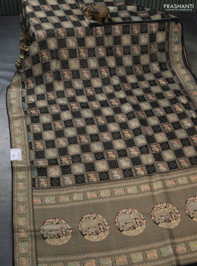 Banarasi georgette saree black with bandhani prints & mina weaves