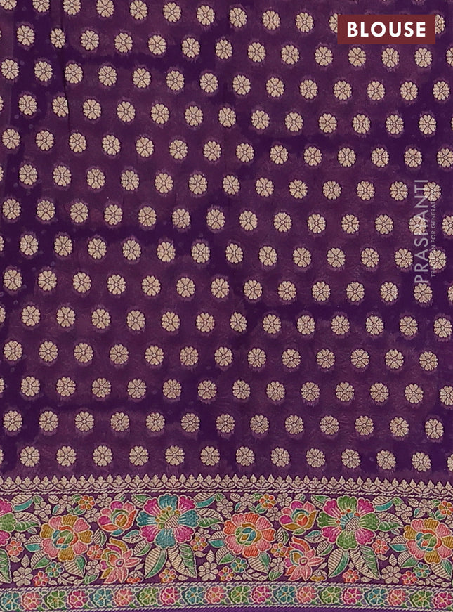 Banarasi georgette saree purple with bandhani prints & mina weaves