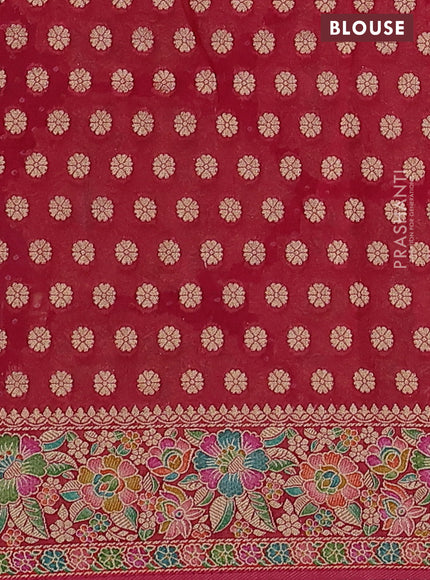 Banarasi georgette saree red with bandhani prints & mina weaves