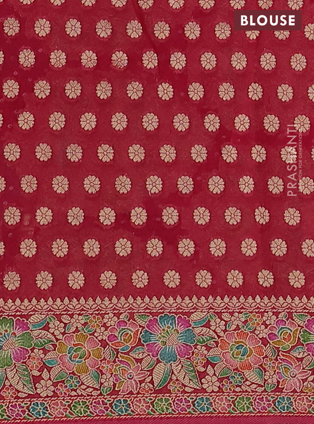 Banarasi georgette saree red with bandhani prints & mina weaves