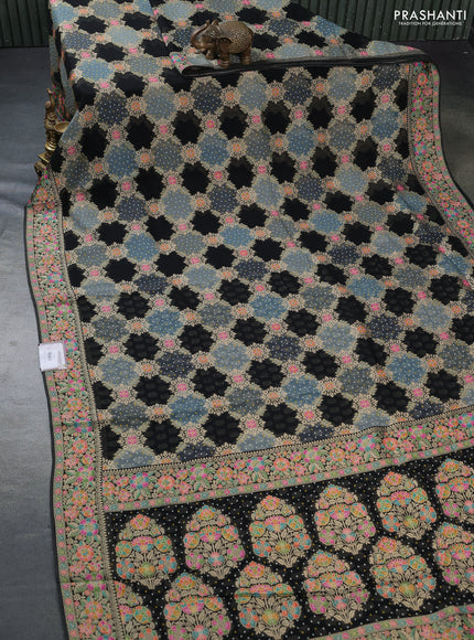 Banarasi georgette saree black and grey with bandhani prints & mina weaves