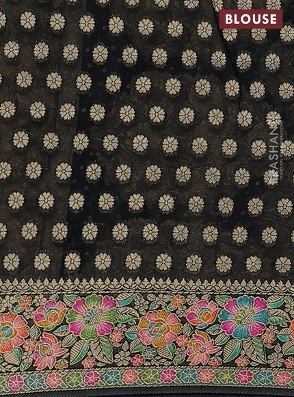 Banarasi georgette saree black and grey with bandhani prints & mina weaves