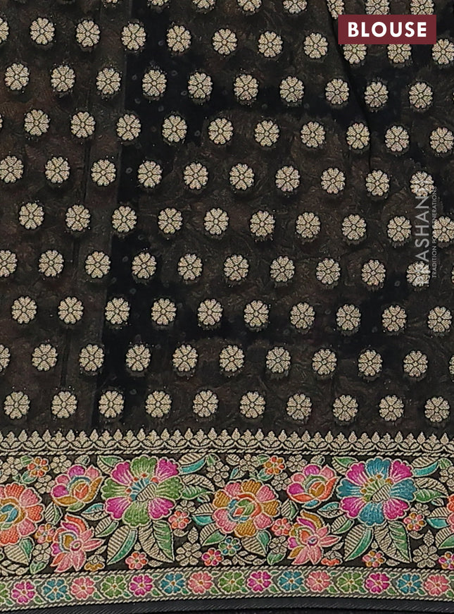 Banarasi georgette saree black and grey with bandhani prints & mina weaves