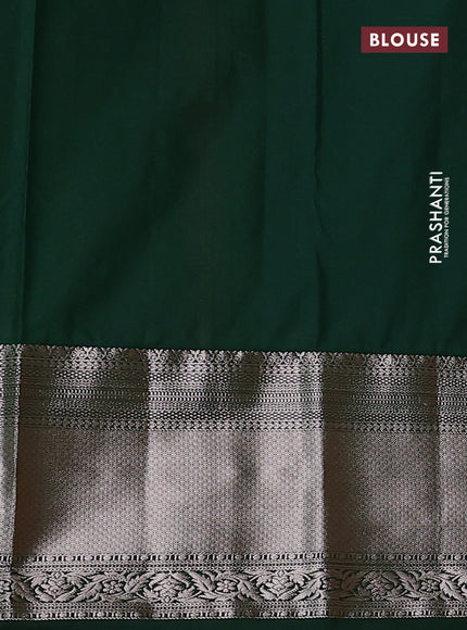 Bangalori silk saree orange and bottle green with zari woven buttas and zari woven border