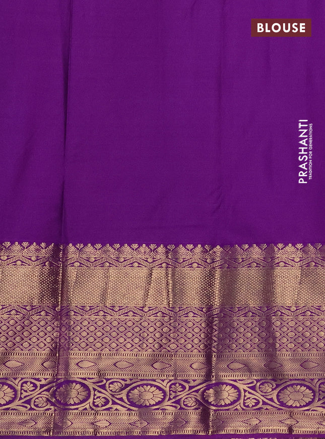 Bangalori silk saree dual shade of teal bluish green and violet with zari woven buttas and long zari woven border