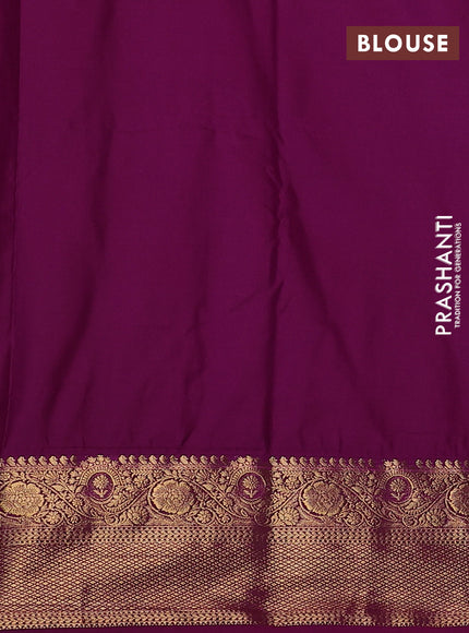 Bangalori silk saree teal green shade and magenta pink with zari woven buttas and zari woven border