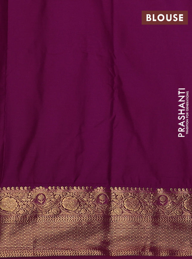 Bangalori silk saree teal green shade and magenta pink with zari woven buttas and zari woven border
