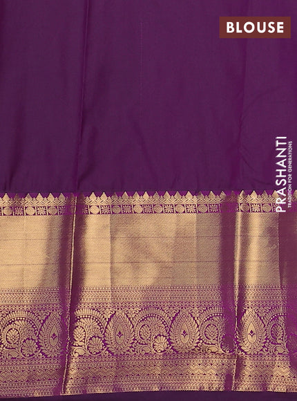 Bangalori silk saree teal green shade and purple with zari woven buttas and long zari woven border