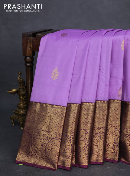 Bangalori silk saree lavender shade and wine shade with zari woven buttas and long zari woven border