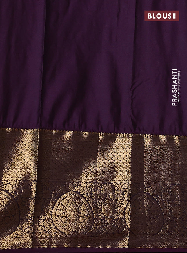 Bangalori silk saree green and wine shade with zari woven buttas and long zari woven border