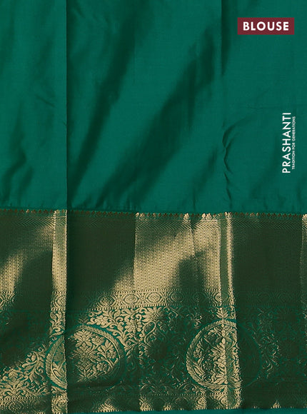 Bangalori silk saree dark magenta pink and green with zari woven buttas and long zari woven border