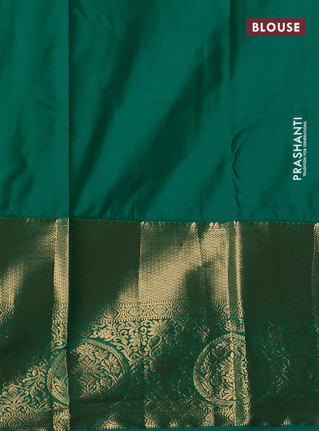 Bangalori silk saree dark magenta pink and green with zari woven buttas and long zari woven border